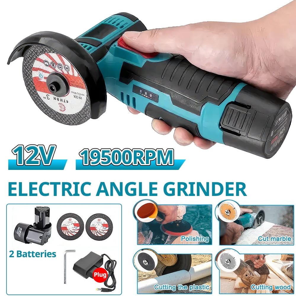 Vtin Cordless Angle Grinder, 12V Battery Mini Brushless Power Motor 19500rpm Angle Grinder for Metal Wood Polishing, Thin Steel, Hand Cut Off Electric Grinding Tool