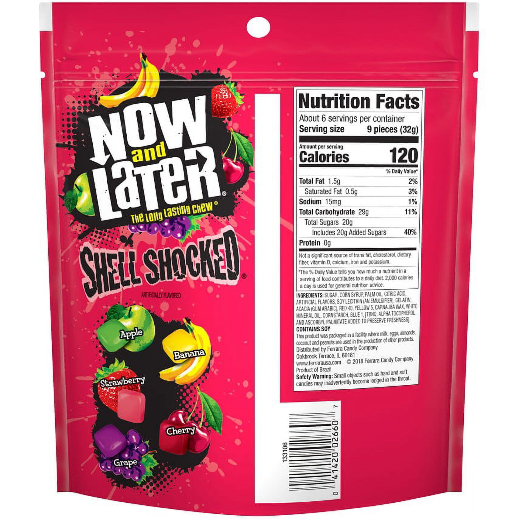  Now & later Shell Shocked Mixed Fruit Candy, 3.5 Ounce, Pack  of 18 : Grocery & Gourmet Food