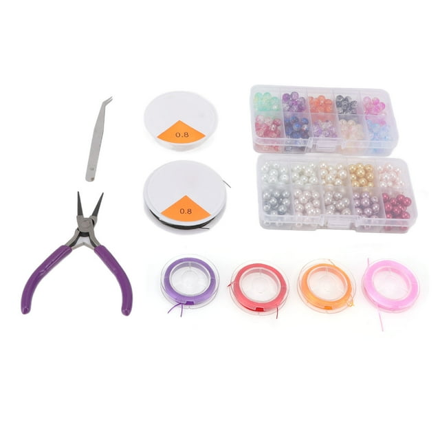 DIY Jewelry Making Kit, Environmental Friendly Glass Beads Jewelry Making Kit Artificial Pearls Vibrant Complete For Men For Family