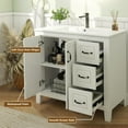 thumbnail image 4 of PULUOMIS 36" Bathroom Vanity with Sink Combo, Single Sink Bathroom Vanity with 3 Drawers and 2 Soft Close Doors, Freestanding Bathroom Vanity with Ceramic Sink, White, 4 of 8