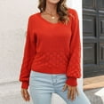 thumbnail image 3 of Womens Fall Fashion 2022! QLEICOM Sweaters for Women, Women‘s Three-dimensional Feather Sweater V-Neck Solid Knitted Casual Fashion Lantern Long Sleeve Tops Blouse On Clearance, 3 of 8