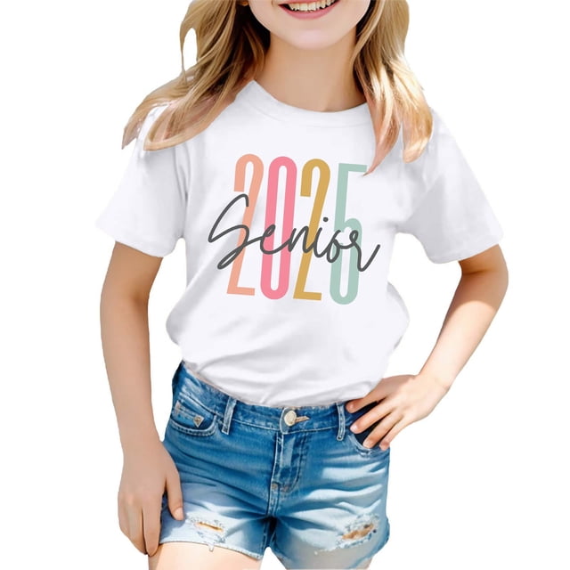 MEZZALL T-Shirt Mode Décontracté à Imprimé Graphique pour Garçons et Filles, Col Rond, Manches Courtes, Blanc, 11-12 Ans