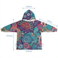 thumbnail image 7 of Purple Pioneer Flower and Paisley Pattern Blanket Hoodies for Kids 6-13YR Oversize Wearable Blanket Hoodies for Boys Girls Teens, 7 of 7