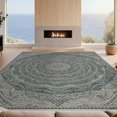 thumbnail image 2 of Design&I 3'x5' Washable Area Rug Low Profile & Durable Daily Traffic Ready Vintage Boho Interlocking Wave Distressed Scroll Border Ocean Flowing Dynamic for Home Office, Hallway, 2 of 7