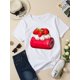 thumbnail image 1 of Camiseta de manga corta con cuello redondo de mezcla de algodón con estampado de postre de fresa en 3D para niños de 12 años o menos - Top de punto informal de verano con ligero estiramiento para, 1 of 6