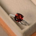 thumbnail image 2 of Real garnet ring,sterling silver, cushion cut, Engagement ring for women, 2 of 4
