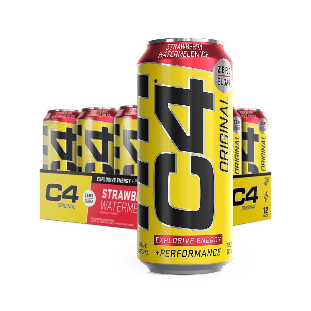 C4 Energy Carbonated Pre Workout Drink, Strawberry Watermelon, 1216oz Cans