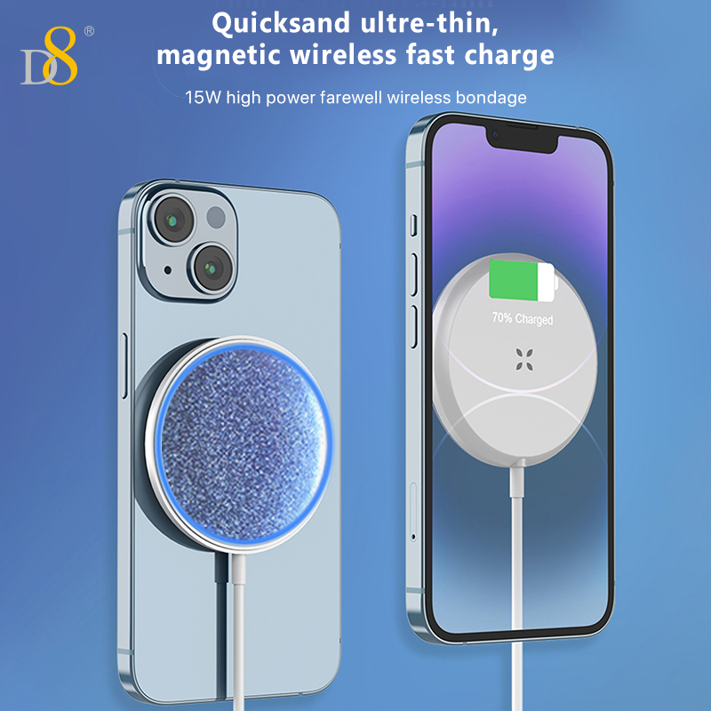 D8 15W Magnetic wireless charging Magnetic Charger ,for iPhone Compatible with iPhone 15/15Puls/15Pro/15Pro Max/14/ Max/13/13/12 Pro series，Strong Magnetic Charger Pad with Type C Cable