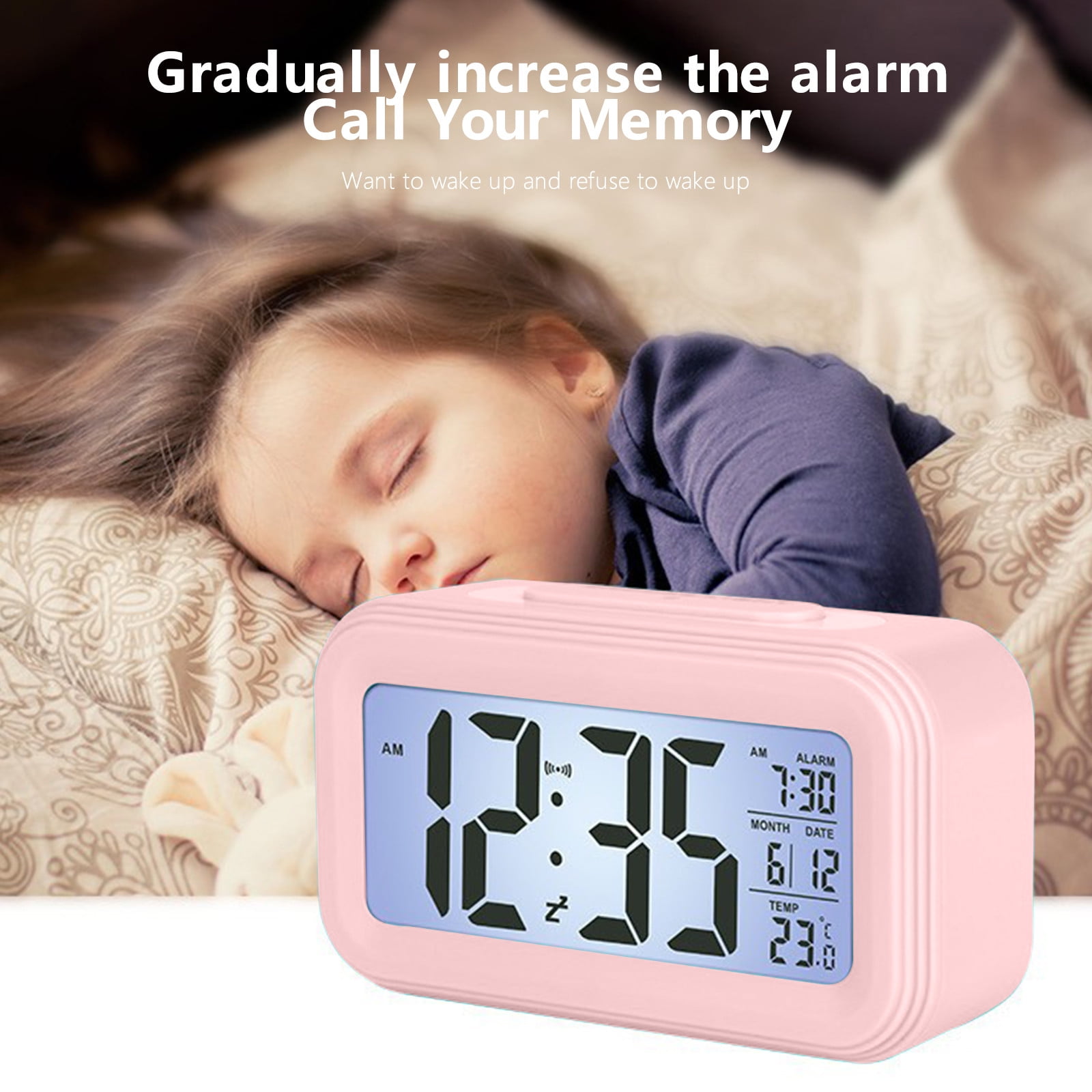 3 Set of Digital Alarm Clock With Background Lighting LCD Display Temperature Monitor Snooze Alarm With Smart Clock Calendar