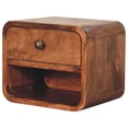 thumbnail image 4 of JERFIT Solid Wood Floating Nightstand, Wall Mount Bedside Table with Drawer & Open Shelf, Honey Caramel Brown Mango Wood, 4 of 10