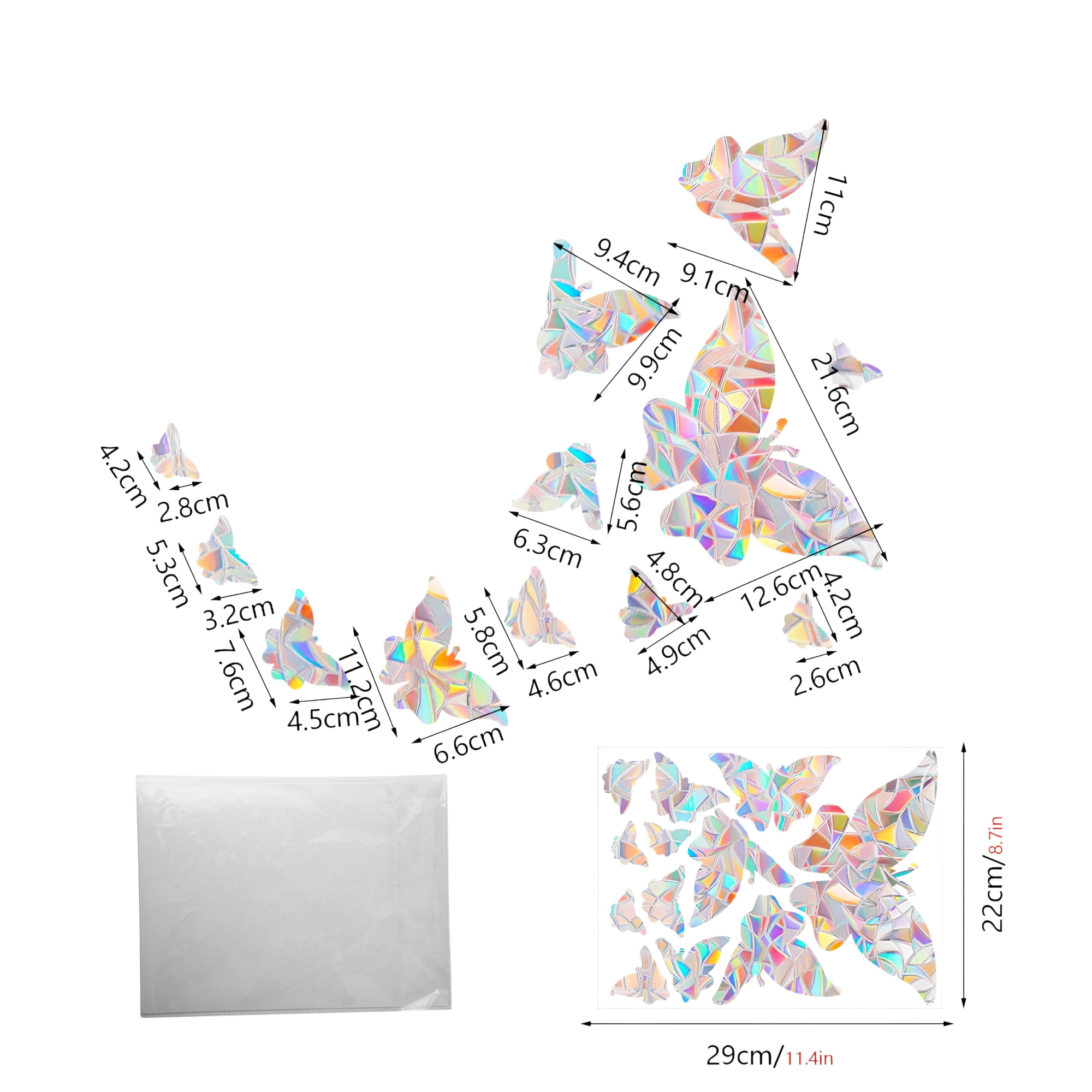 Unique Bargains Non-Adhesive Reusable Rainbow Window Stickers Light Blue Butterfly