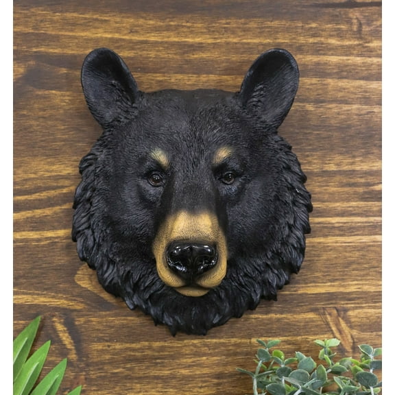 Ebros Gift The Brave Black Bear Head Wall Decor Plaque 8"H Wall Decor Plaque