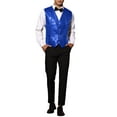 thumbnail image 2 of INSPIRE CHIC Sequin Suit Vest for Men's V-Neck Sleeveless Disco Sparkly Waistcoat L Blue, 2 of 5
