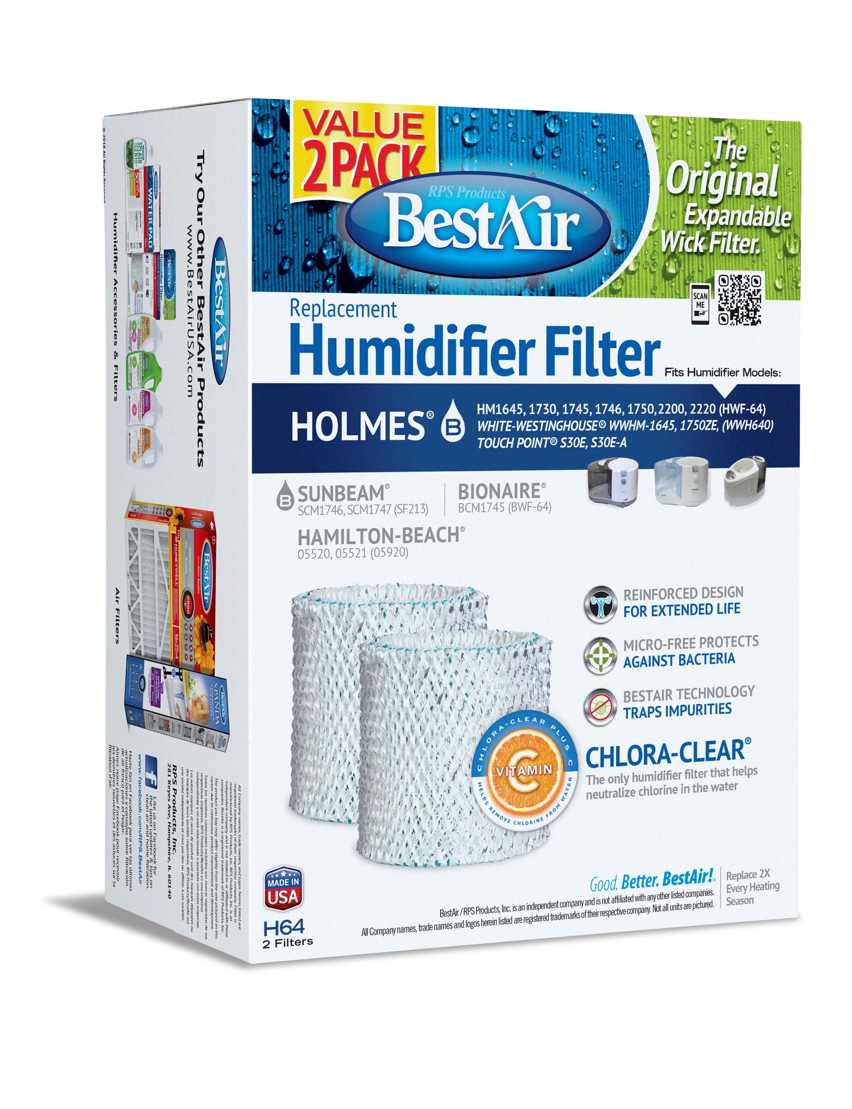 2Pk Humidifier Filter B Fits Holmes Bionaire HWF64 HM1645 2200 SCM1746 Sunbeam 