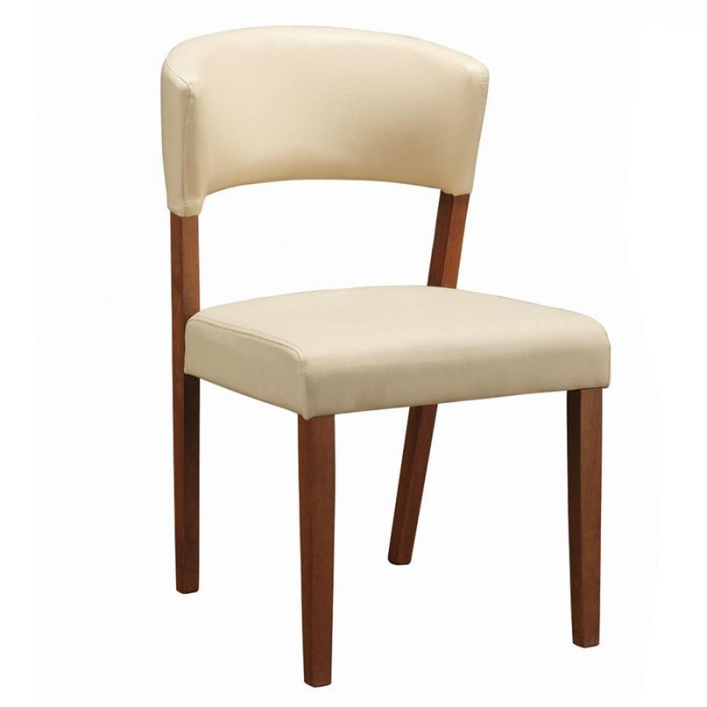 Upholstered Dining Chairs With Cream Seat in Nutmeg Finish (Set of 2
