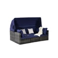 thumbnail image 6 of 5 Outdoor Patio Daybed With Canopy & Side Table. Strong All-weather , Fully Welded Steel. Large Washable Cushions. - Breathable Fabric. Effortless Movement Curved Back. Gray , Dark Blue Seats 6, 6 of 6