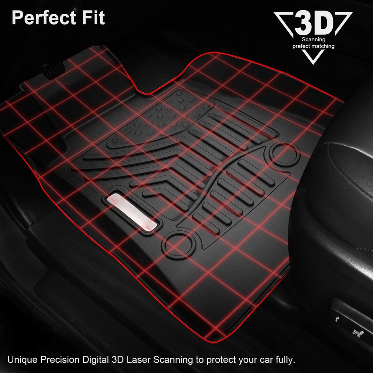 RVNI 3D Front and Rear 4 pieces Floor Mats for 2016-2023 Chevrolet Camaro, All-Weather Protection
