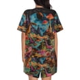 thumbnail image 6 of Haiem Galactic Jungle Dinosaurs Pattern Pajama Set for Women 2 Piece Lounge Set Short Sleeve Tops and Shorts Soft Sleepwear-X-Large, 6 of 7