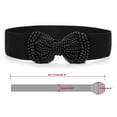 thumbnail image 3 of INSPIRE CHIC Women's Pearl Press Stud Button Stretchy Textured Cinch Belt Black, 3 of 4