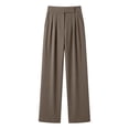thumbnail image 4 of BADHUB Womens Dress Pant Pleat Business Casual High Waisted Pant Fashion Offic Slack Solid Color Trousers Coffee M, 4 of 6