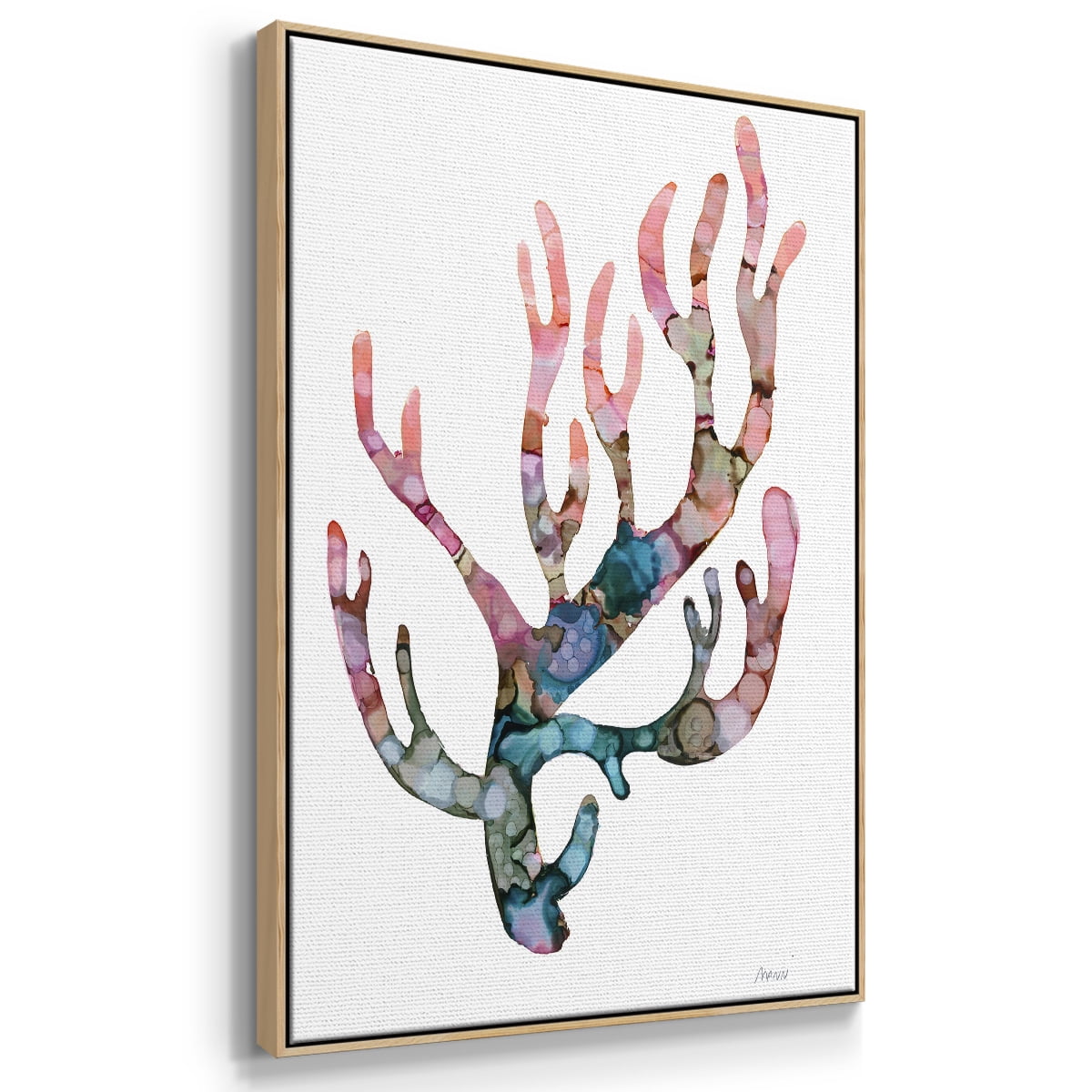 Sea Coral II Framed Premium Gallery Wrapped Canvas - Ready to Hang - 17 x 25 - Natural Wood Floating Frame