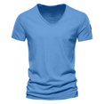 thumbnail image 4 of Men's T-shirt V-neck Solid Large Casual Zipper Short Sleeve T-shirt XL, 4 of 5
