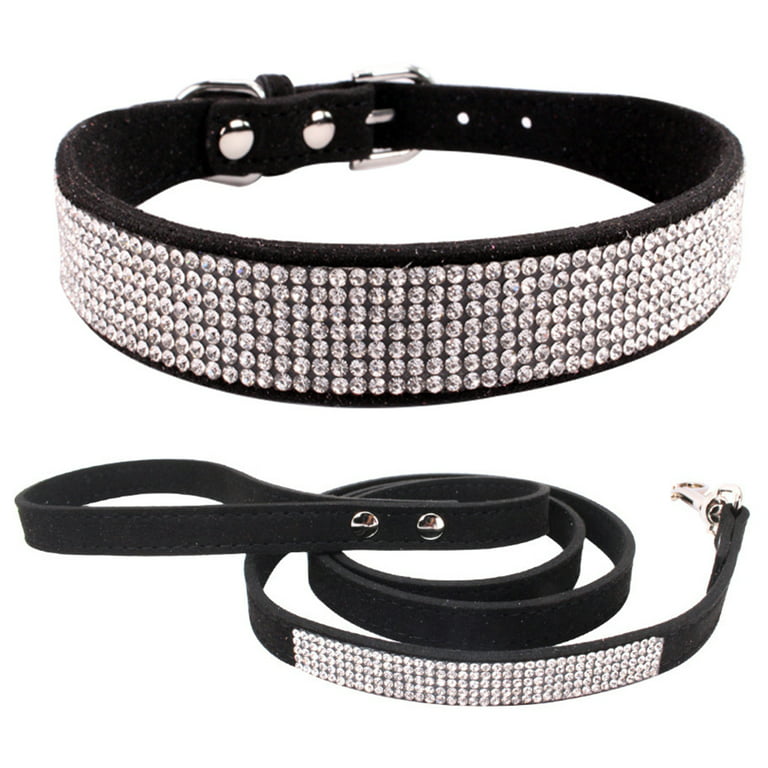 Bling Rhinestone PU Leather Collar for Dog Pet Accessories Crystal Diamond  Dog Collar and Leash for Small Large Dogs