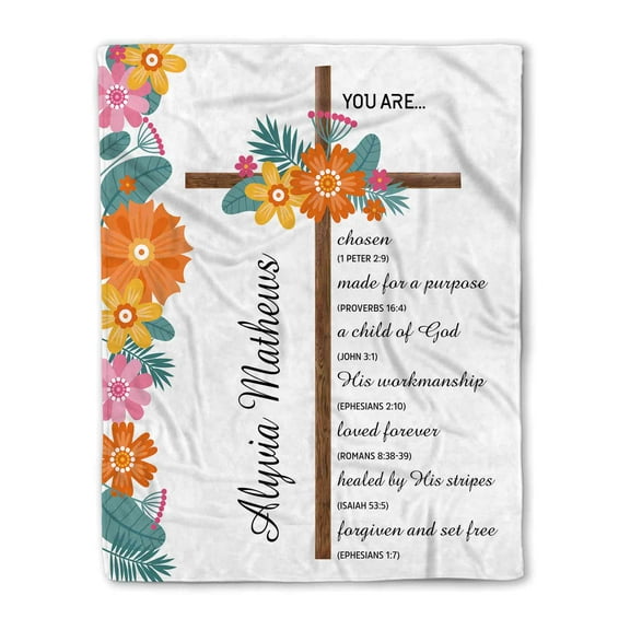 Customizaholic Christian Blanket, Custom Name Blanket, Scripture Blanket, Bible Verse Blanket