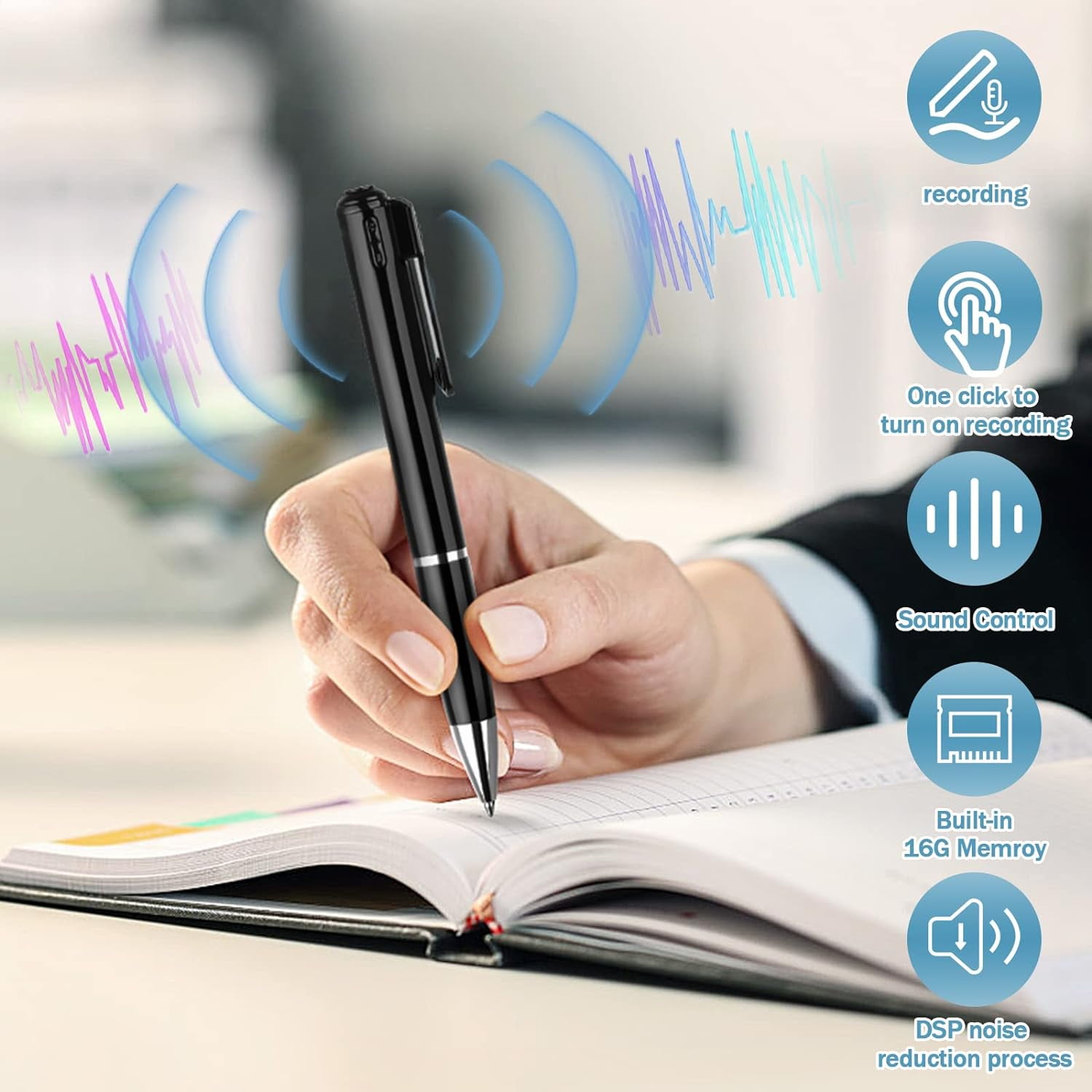 Digital Voice Recorder for Lectures, 16GB Digital Recorders with Playback, Voice Activated Recorder Portable Voice Recording Device, Tape Recorder for Meeting