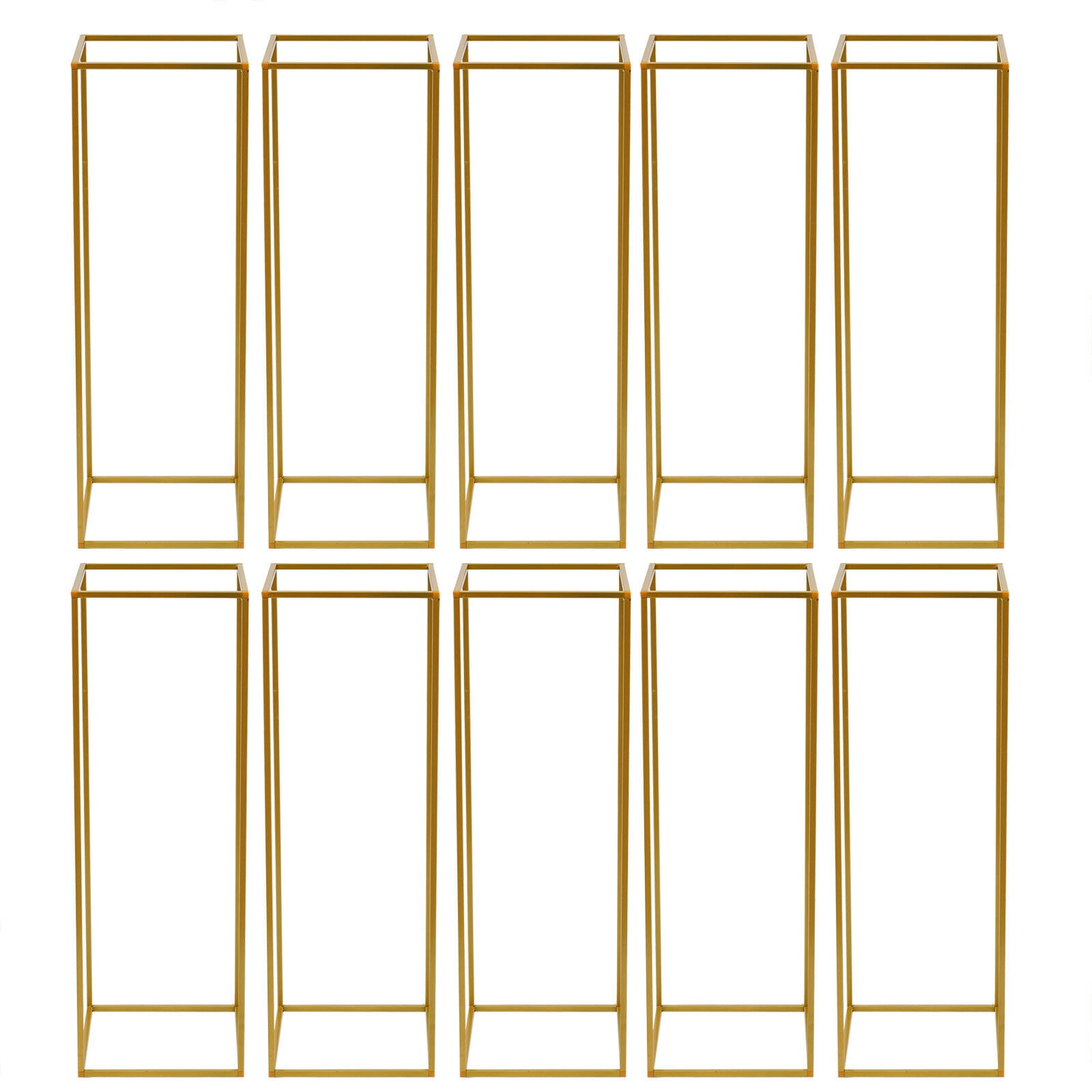 Anqidi Wedding Flower Stand Set, 10Pcs Rectangle Gold Metal Column Rack Wedding Prop Decor