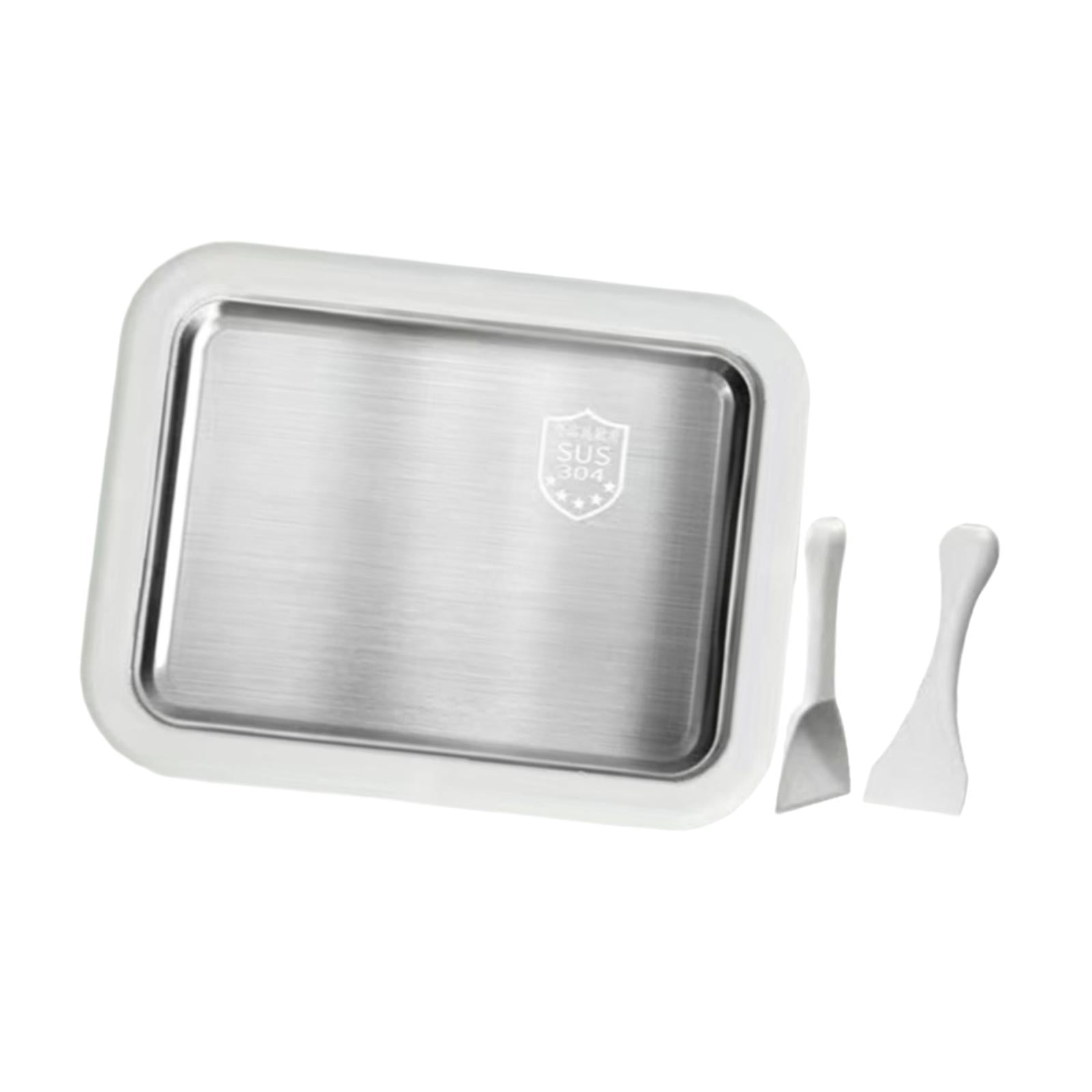 TISHITA Maker Ice Cream Homemade Tray Yogurt with 2 Spatulas Household Gelato Icecream Instant Cold Plate White