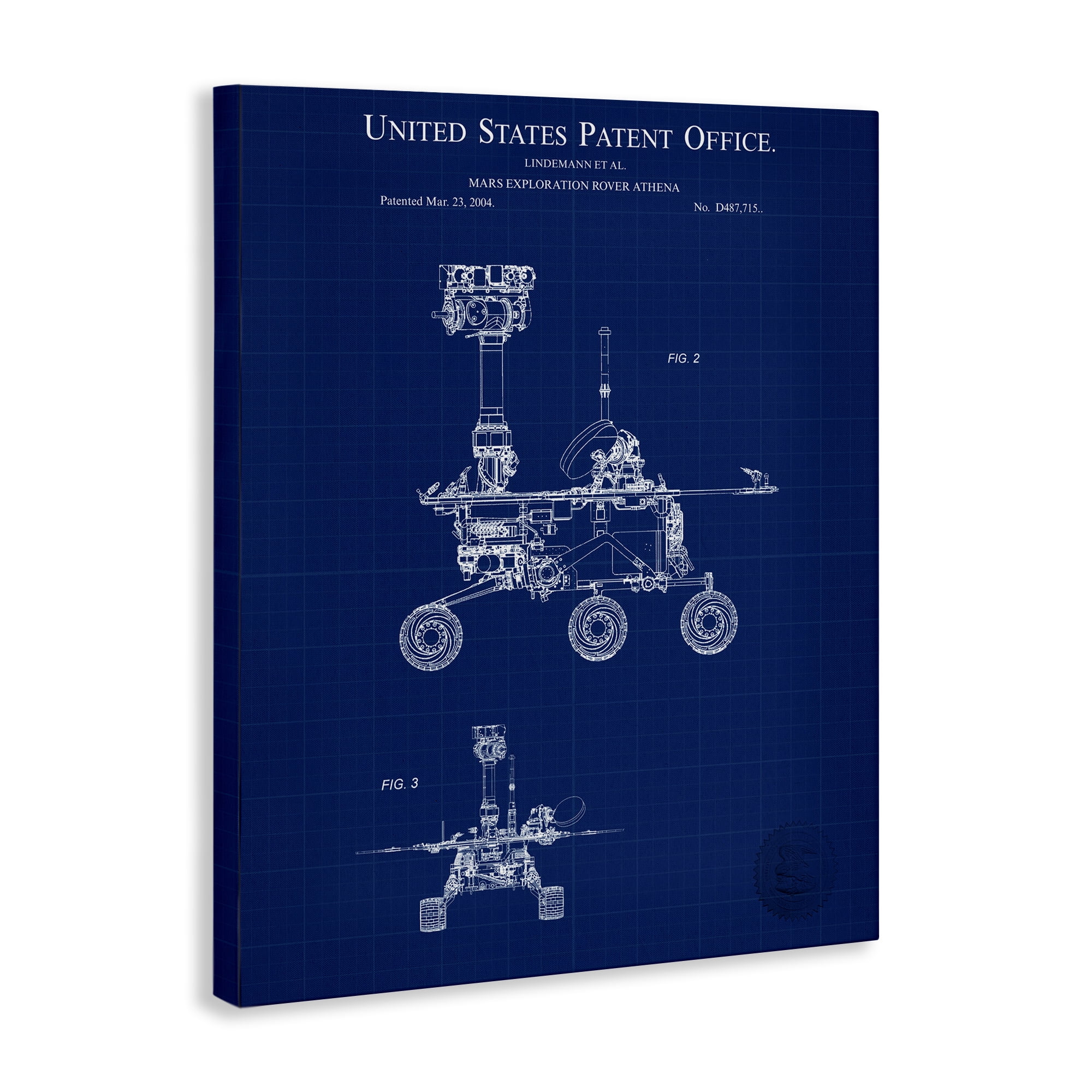 Stupell Industries Mars Exploration Blueprint Transportation Painting Gallery Wrapped Canvas Art Print Wall Art, 30 x 40