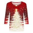thumbnail image 5 of yoeyez Merry Christmas Shirt for Women 3/4 Sleeve Tops Christmas Printed Graphic Blouse Tees Cute Reindeer Snowflake T Shirts Christmas Gifts Multicolor M, 5 of 6