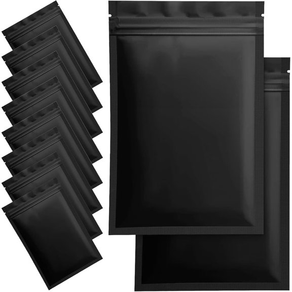 100pcs Smell Proof Mylar Zip Bags for Storage 4x6 Inch Resealable Packaging Poly Bags(Matte Black)