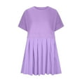 thumbnail image 4 of Under $20 Dress for Women Clearance, Women Casual Loose Solid Patchwork Pleated Sleeveeless Round Dress(Purple,M), 4 of 4