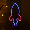 thumbnail image 4 of kusrkot Lampe Murale Néon en Forme de Fusée LED Colorée Décoration de Noël Bleu Rouge, 4 of 4