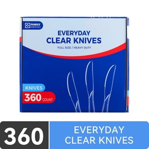 Family Essentials Premium Clear Plastic Knives, 360ct