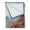 thumbnail image 2 of Landscape Soft Flannel Fleece Throw Blanket, Pink Rhododendron Flowers Field with Mountains and Sun Spring Feels, Cozy Plush for Indoor and Outdoor Use, 50" x 70", Multicolor, by Ambesonne, 2 of 5