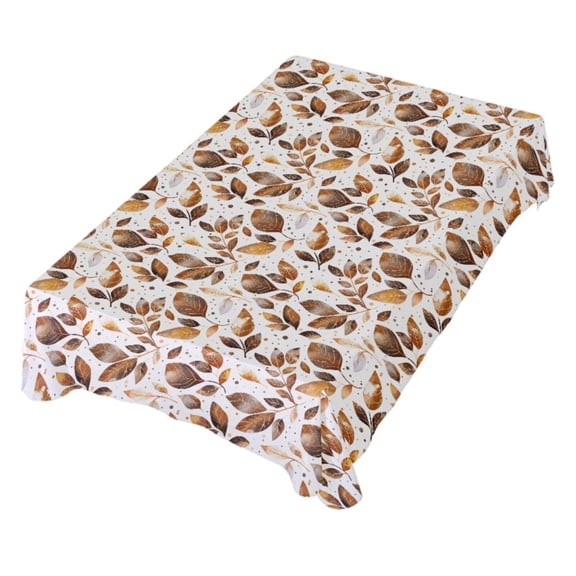 JSTEL Brown Gold Leaves Watercolor Table Cloth Rectangle 54 x 72 Inch Tablecloth Anti Wrinkle Table Cover for Dining Kitchen Parties