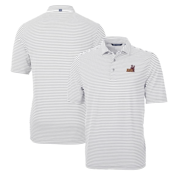Men's Cutter & Buck Gray Arizona State Sun Devils Throwback Logo Virtue Eco Pique Stripe Recycled Polo