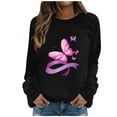 thumbnail image 2 of CLOISE Breast Cancer Sweatshirt Women Breast Cancer Fight Sweatshirts Butterfly Ribbon Oversized Crewneck Long Sleeve Blouses Cancer Survivor Gifts Tops Comfort Pullover Hoodie Fall Outfits Black XL, 2 of 4