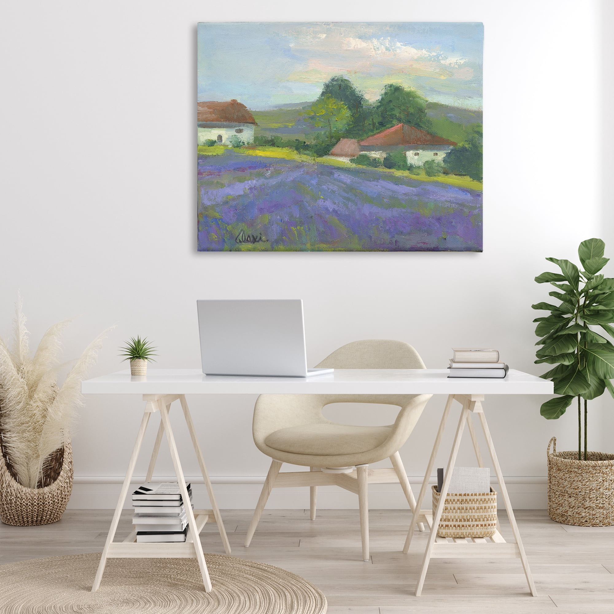 Stupell Industries Lovely Lavender Farmland Landscape & Nature Painting Wrapped Canvas Art Print Wall Art, 48 x 36