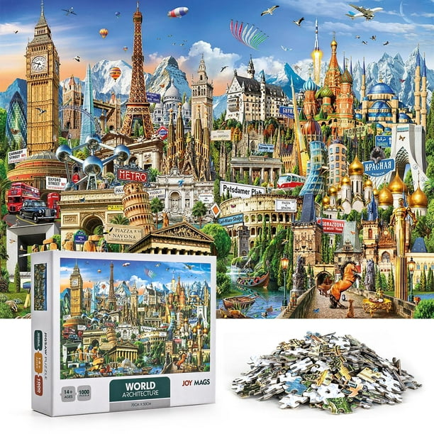 Joy Mags World Landmarks Jigsaw Puzzle 1000 Piece World Famous Landmark Scene Puzzles For Adults Kids Illustrated Art Puzzles Game For Family Walmart Com