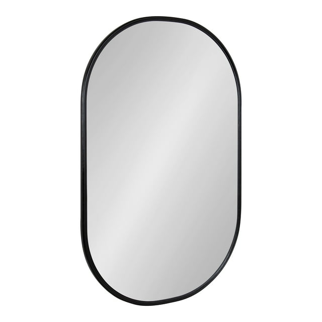 Kate and Laurel Caskill Modern Capsule Mirror, 22 x 34, Black, Rounded Rectangular Narrow Mirror for Wall