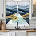 thumbnail image 4 of Mountains Blue Gold Kitchen Window Curtains, Swag Curtains Valance for Bedroom Living Room Bathroom, Modern Green Forest Trees Rod Pocket Window Treatment Curtain Block Drapes 2 Panels 28"x36", 4 of 9