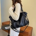 thumbnail image 2 of LHSHID Solid Color Quality Soft Leather Crossbody Handbag Lady Travel Tote Bag Big Black Shoulder Bags for Women Large Hobo Shopper Bag, 2 of 6