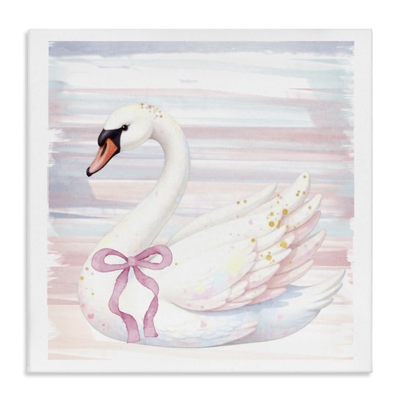 Pastel Swan with Ribbon Canvas Wall Art, design by Kim Allen