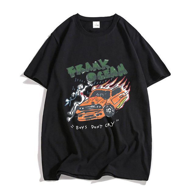 Frank-Camiseta de algodón puro de gran tamaño para hombre, camisetas de música rubia, ropa de calle de Hip Hop, camisetas casuales gráficas de verano Y2k