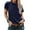 Navy, variant on LADIGASU Women's Round Neck Short Sleeve Loose Solid Color T Shirt Tunic Summer Shirt Blouse
