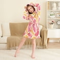 thumbnail image 3 of FORMRS Niños Bathrobe Unisex Hooded Robe Soft Plush Pajamas Sleepwear, Size 2-3T, Pink Grapefruit Slices, 3 of 7
